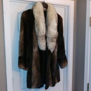 Blue fox and muskrat fur coat